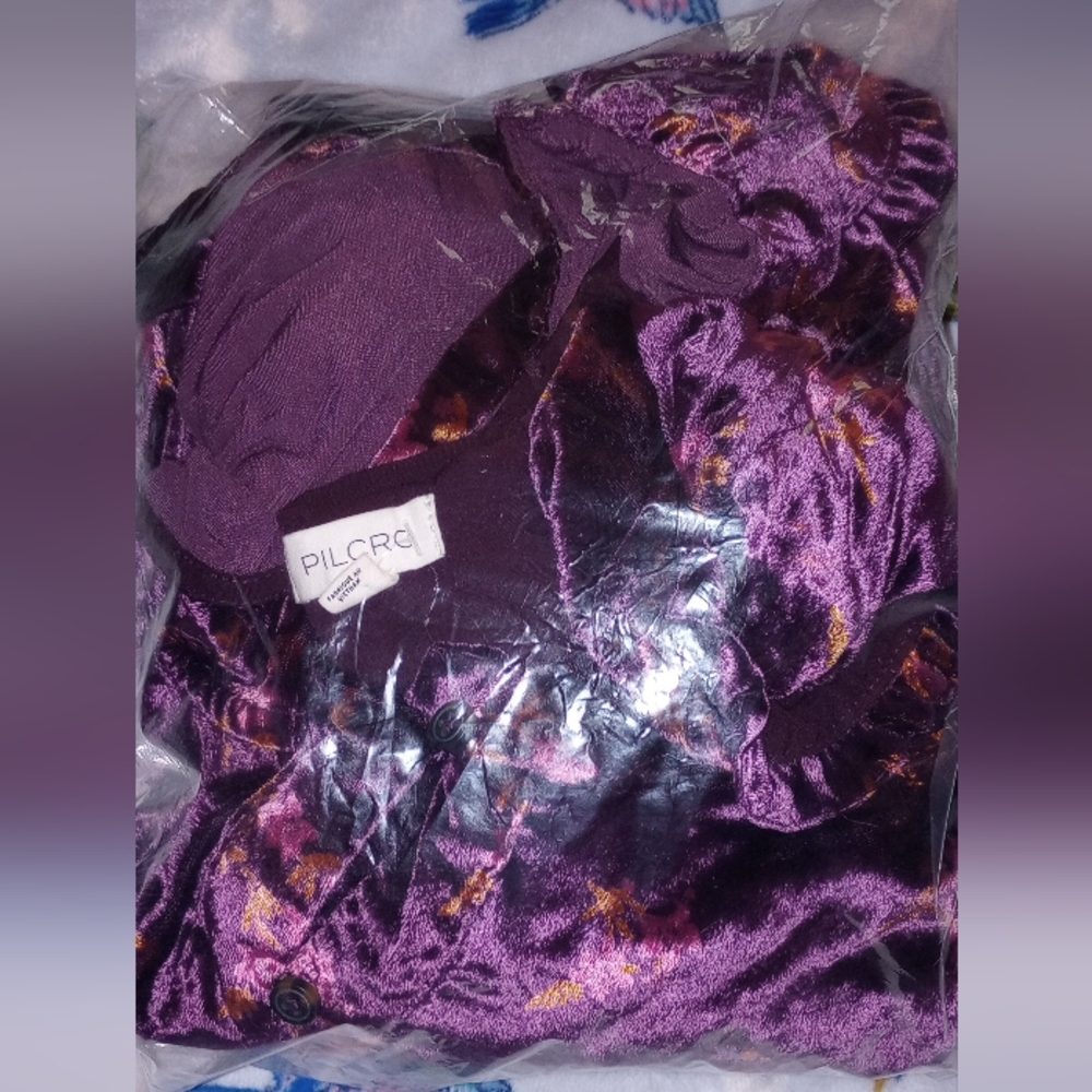 NWOT Anthro Pilcro Keira Collared Button-Front Blouse Long-Sleeve 2X - Picture 3 of 6